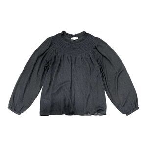 Loft Brown Animal Print Raglan Neck Balloon Sleeve Chiffon Blouse L